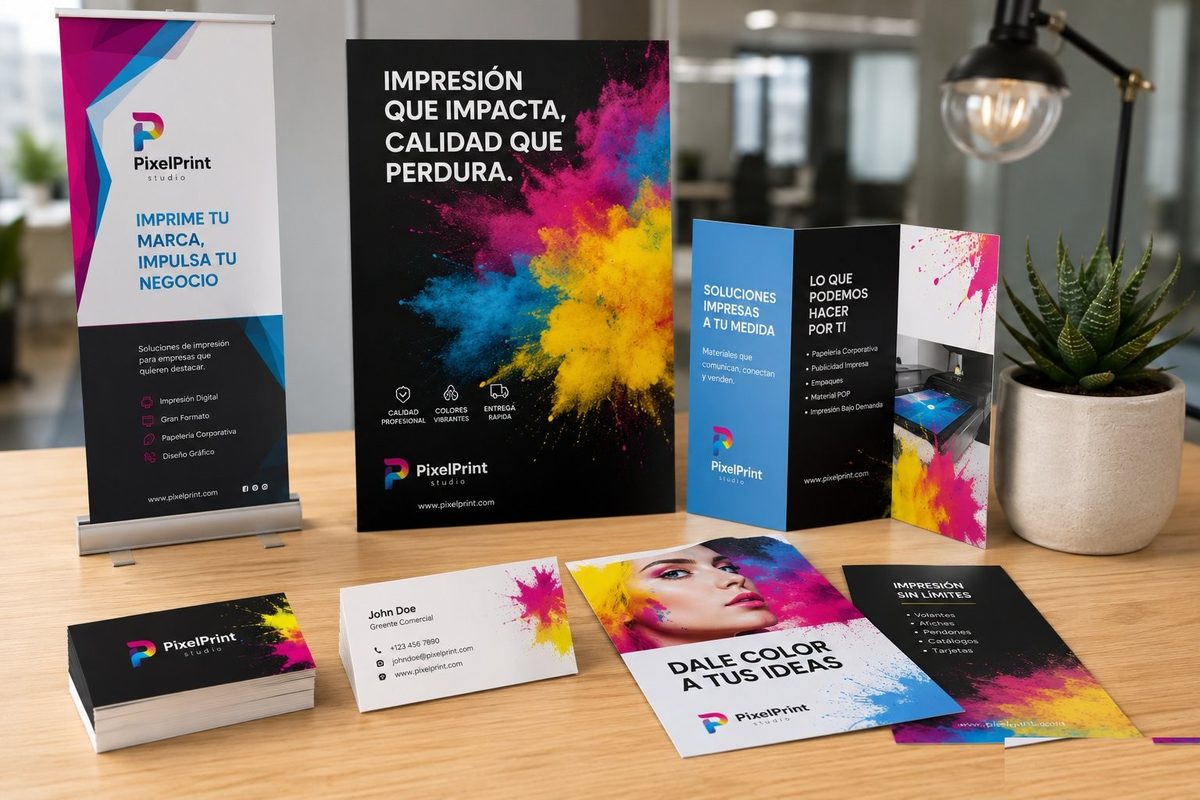Servicios de impresión: pendones, tarjetas, afiches y papelería corporativa
